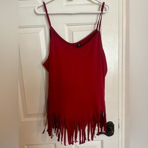 Red 4X fringe tank by SHEIN.